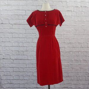 Vintage 50s Crushed Velvet Rhinestone Dress